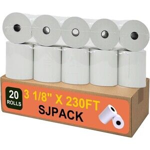 20 Rolls Thermal Paper 3 1/8 x 230ft Pos Receipt Paper, Cash Register Roll TM-T8